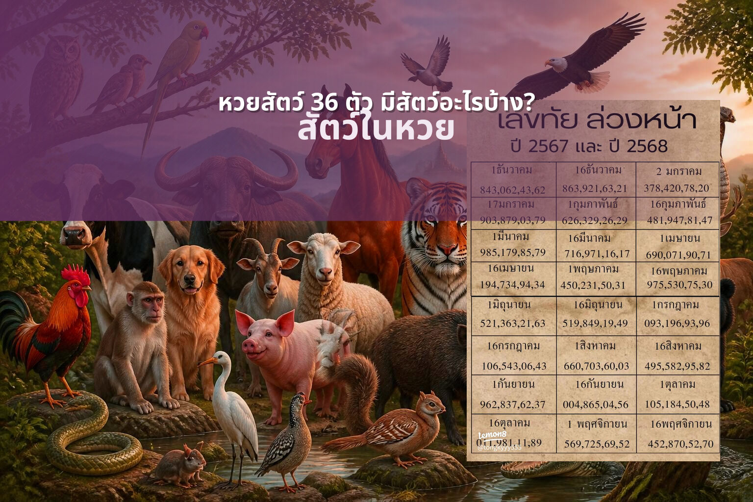 หวยสัตว์ 36 ตัว มีสัตว์อะไรบ้าง? - animal lottery