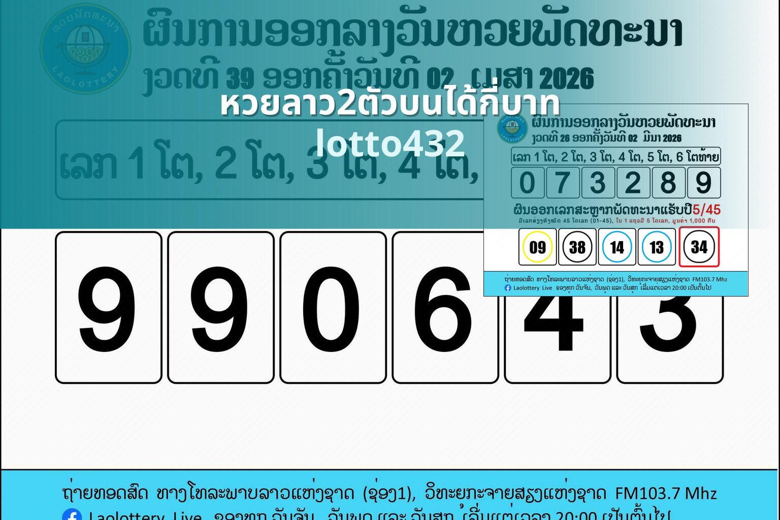 หวยลาว2ตัวบนได้กี่บาท - How much for 2-digit Lao lottery?
