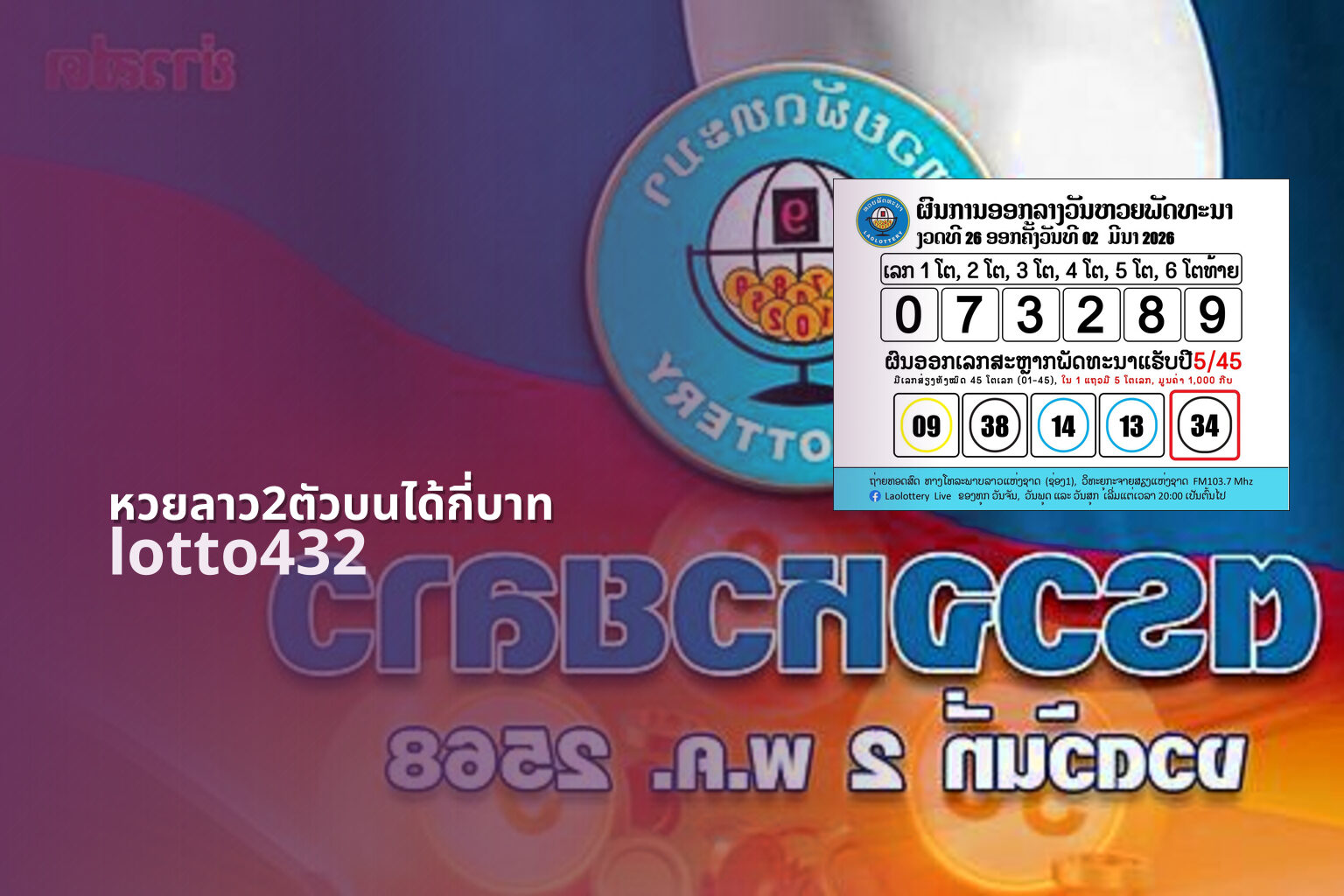 หวยลาว2ตัวบนได้กี่บาท lotto432