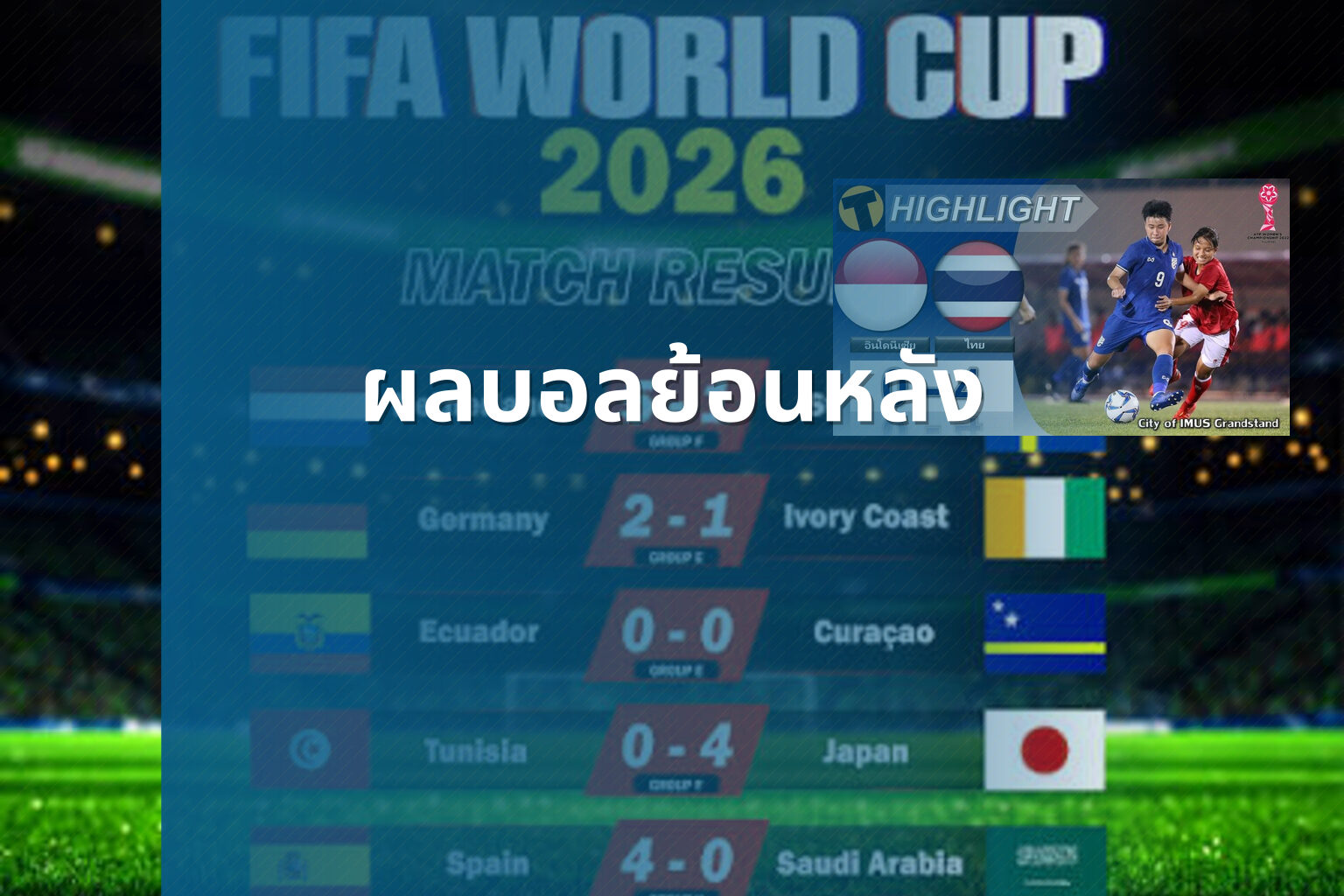 ผลบอลย้อนหลัง - football match results
