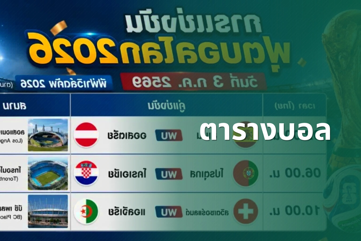 ตารางบอล - sports schedules