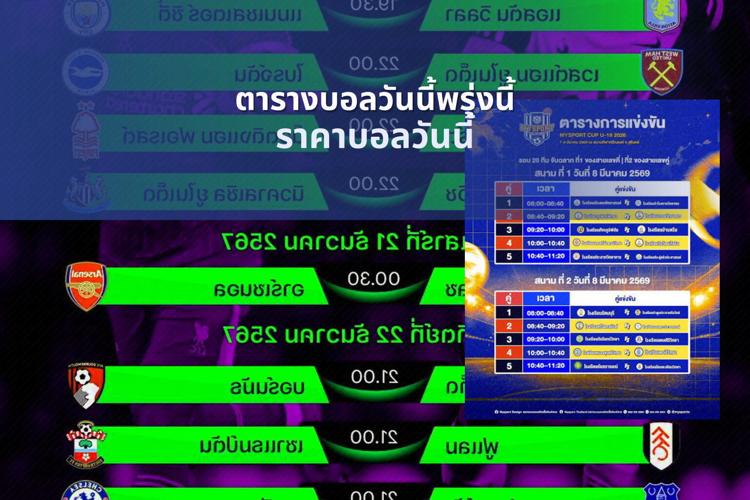 ตารางบอลวันนี้พรุ่งนี้ - football schedule