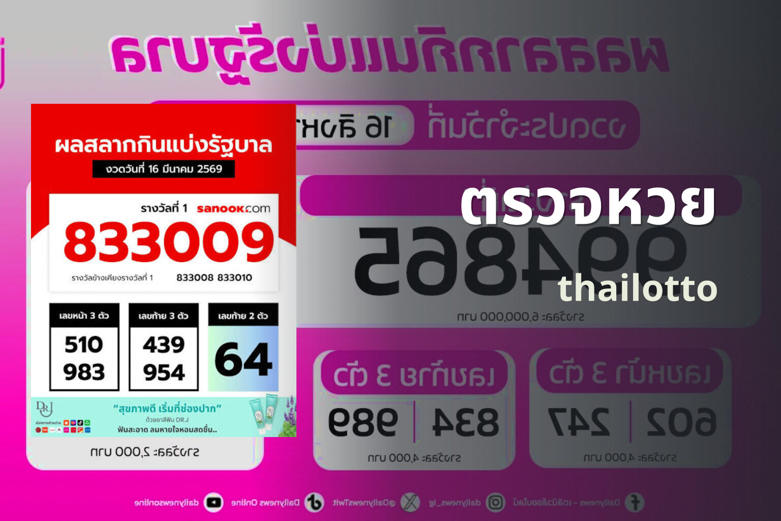 ตรวจหวย thailotto