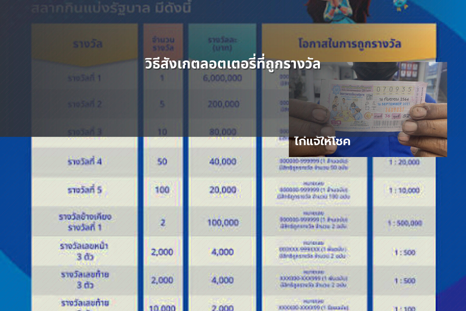วิธีสังเกตลอตเตอรี่ที่ถูกรางวัล - หวย