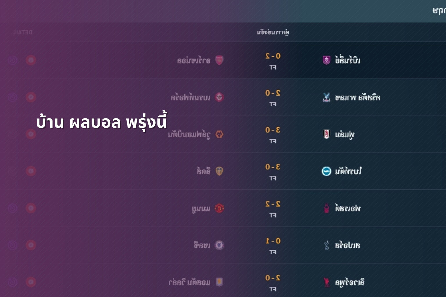 บ้าน ผลบอล พรุ่งนี้ - football match updates