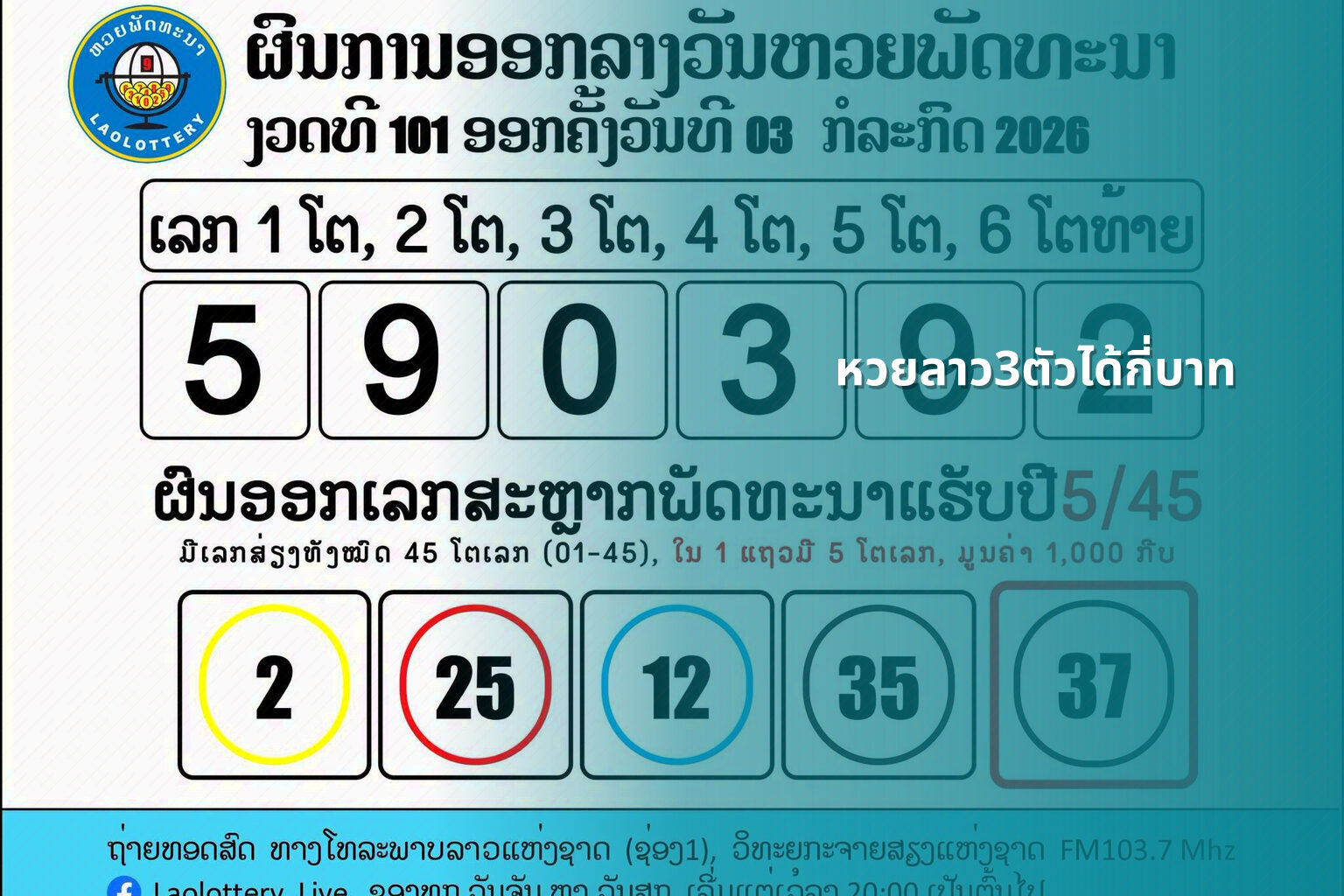 หวยลาว3ตัวได้กี่บาท - หวยลาว