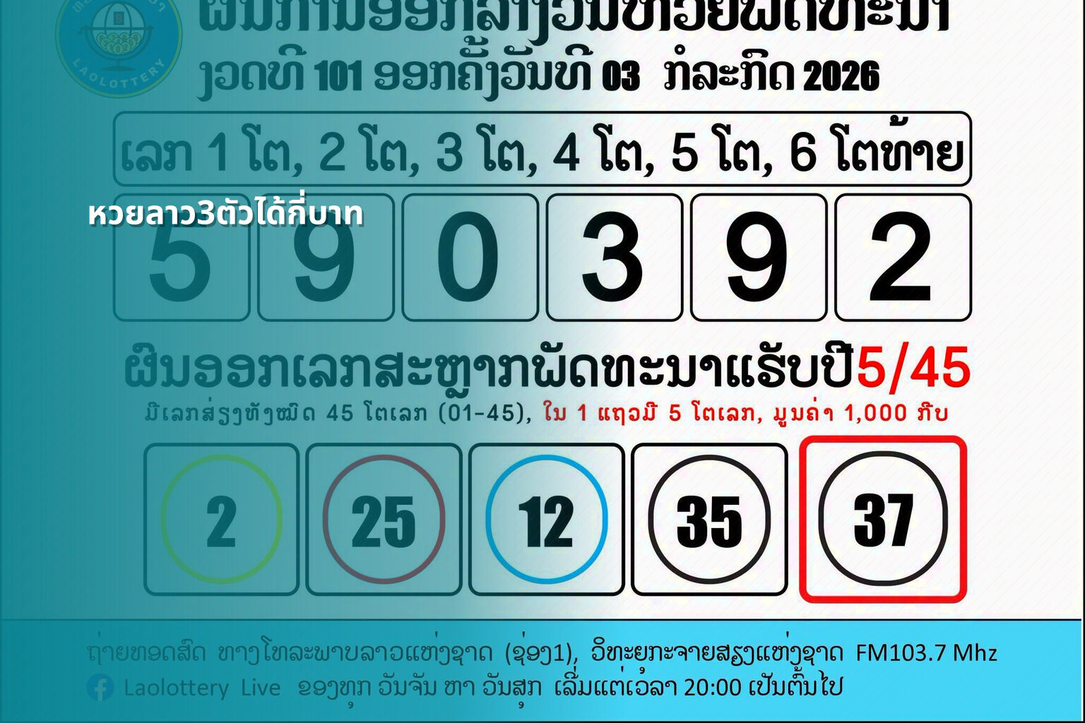 หวยลาว3ตัวได้กี่บาท - หวยลาว
