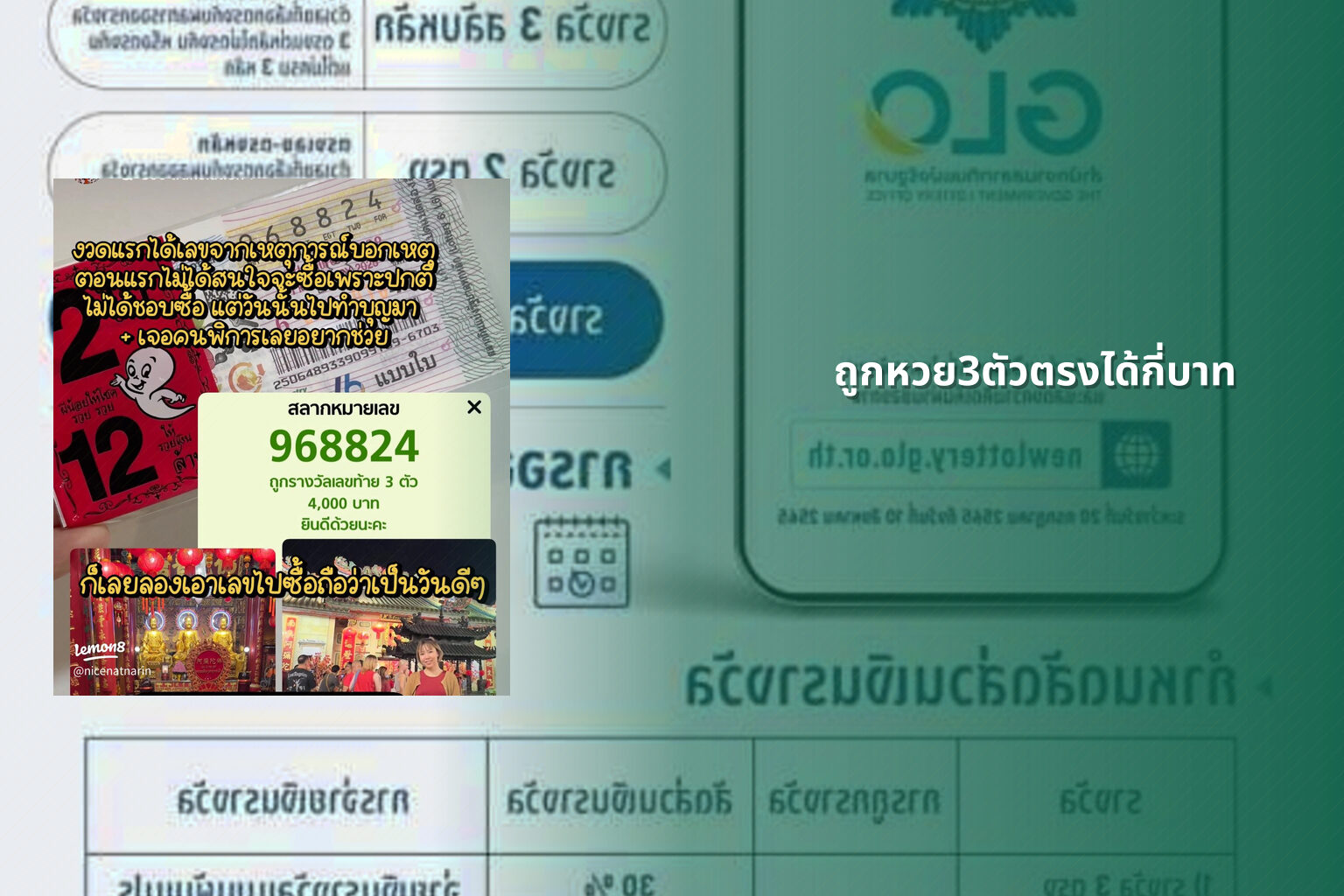 ถูกหวย3ตัวตรงได้กี่บาท - หวย
